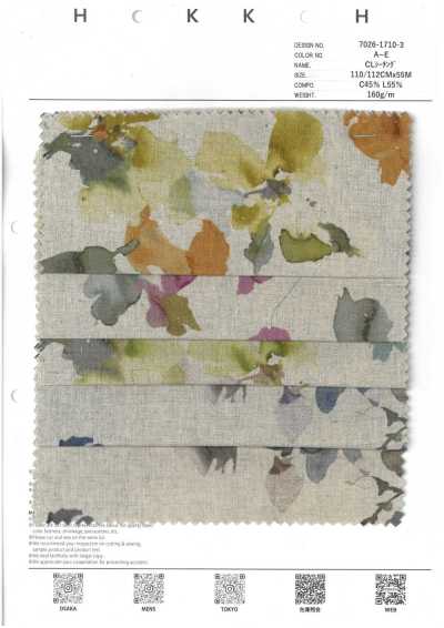 7026-1710-3 CL Toile écrue floral aquarelle
