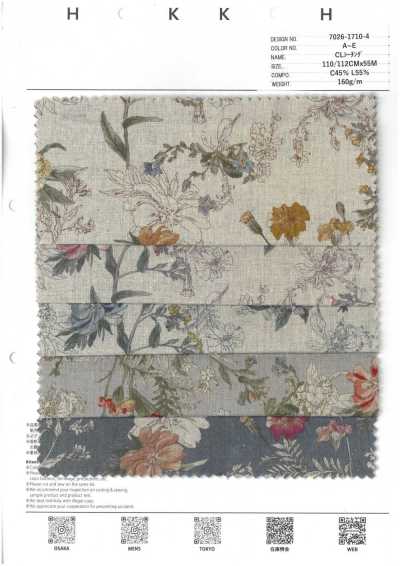 7026-1710-4 CL Toile écrue motif botanique
