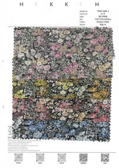7026-1600-1 80/240 compte de fils Petit imprimé floral all-over