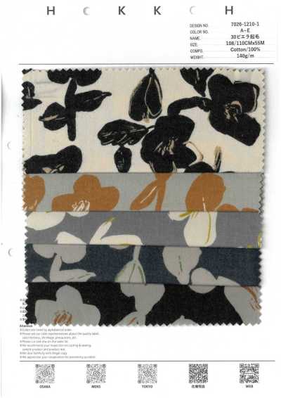 7026-1210-1 30 Viyella Motif floral dessiné à la main