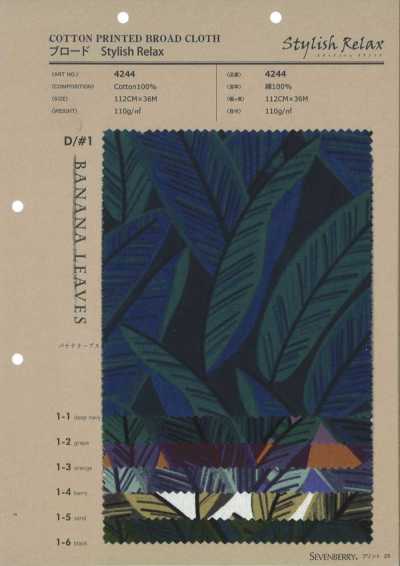 4244 Popeline élégante décontractée BANANA LEAVES
