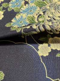 850561 Pelouse Teinte à L'indigo, Motif Japonais Mer De Nuages ​​et Chrysanthèmes En éventail[Fabrication De Textile] VANCET Sous-photo