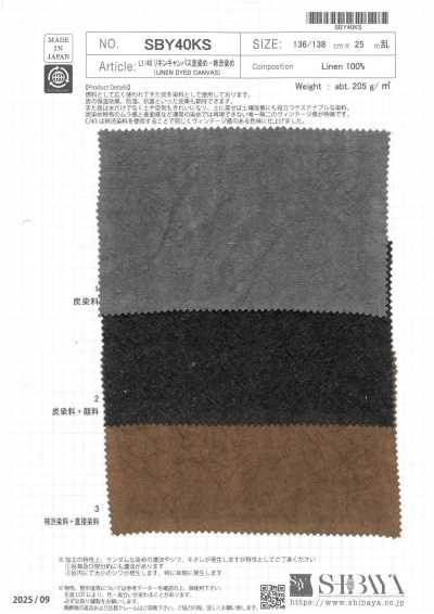 SBY40KS Toile de lin L1/40, teinte au charbon / teinte au tannin de plaqueminier