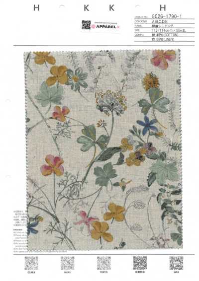 8026-1790-1 Toile écrue en coton et lin Natural Garden