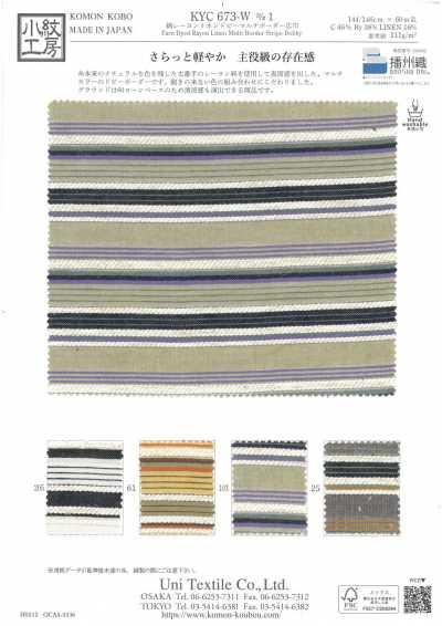 KYC673-W-1 Coton Rayonne Lin Dobby à rayures horizontales multicolores, grande largeur