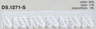 DS1271-S Dentelle à volants élastique, dentelle torsadée, 17 mm de large