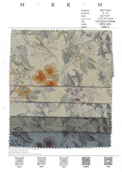 7027-710-3 CL Toile Fleurs botaniques