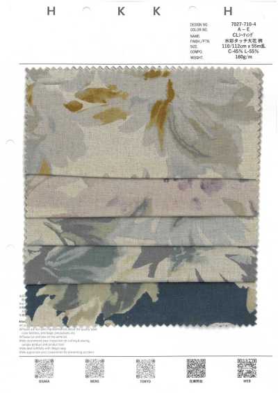 7027-710-4 CL Toile grandes fleurs style aquarelle