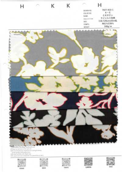 7027-810-1 Satin CR floral à rayures