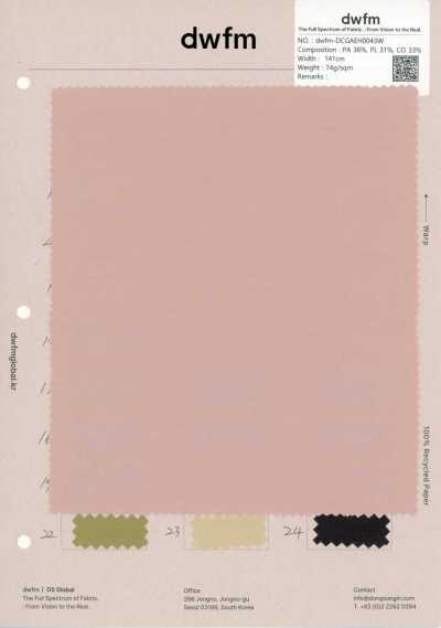 DWFM-DCGAEH0043W Voile De Coton Et Nylon Lavé Aux Enzymes