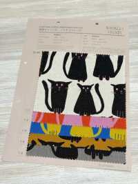 850615 Toile coton-lin Stray Cat Friends[Textiles / Tissus] VANCET Images supplémentaires