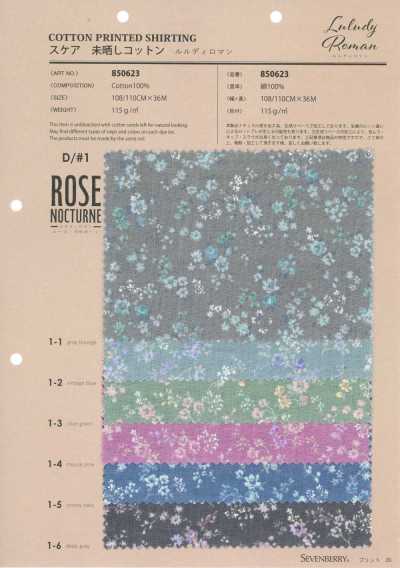850623 Batiste de coton écru Luludi Roman Rose Nocturne