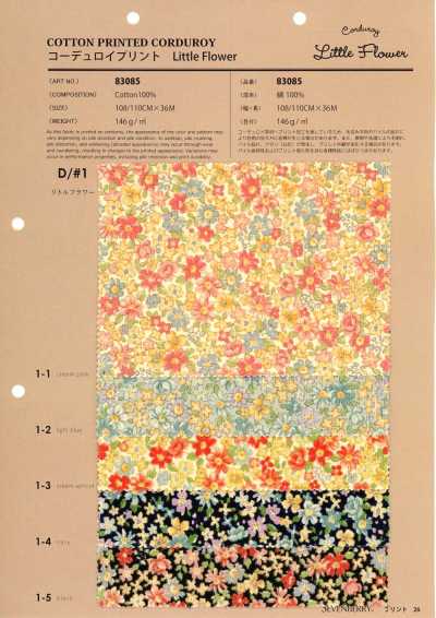 83085 Velours côtelé à petites fleurs 21W