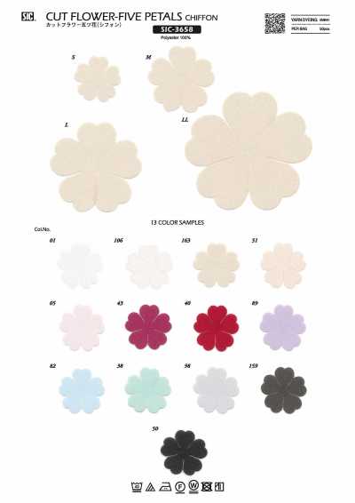 SIC-3658 Fleurs coupées Cinq fleurs (mousseline)