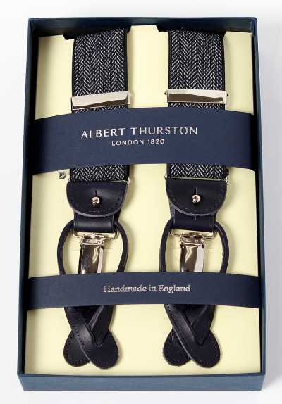 AT-3050 ALBERT THURSTON à chevrons bleu marine élastique 35 mm