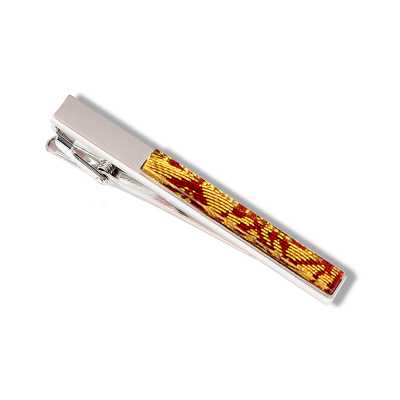 ATB-1 Barrette de cravate Nishijin-ori revêtue, arabesque et phénix, rouge