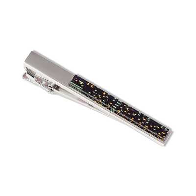ATB-2 Barrette de cravate Nishijin-ori revêtue Phénix et pivoine sur fond sable noir