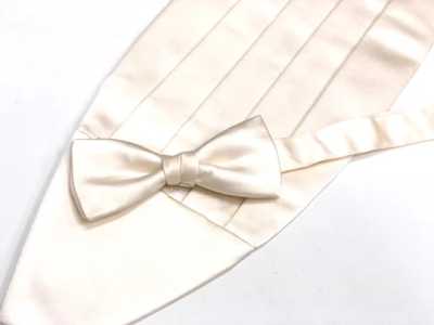 BF-3900 Nœud papillon blanc cassé en tissu de soie de Fujiyoshida, Yamanashi