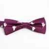 BF-CAT-WI Noeud papillon imprimé en soie motif chat bordeaux
