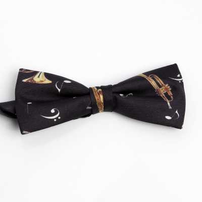 BF-JAZZ-BK Noeud papillon en soie imprimée Jazz noir