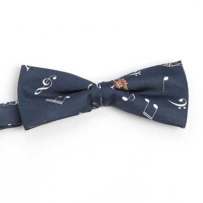 BF-JAZZ-NV Noeud papillon en soie imprimée Jazz bleu marine