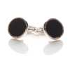 CB-1 Boutons De Manchette Formels Onyx Or &amp; Argent Rond