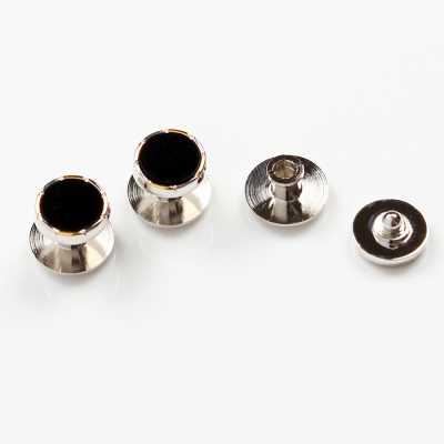 CB-1 Bouton pression rond Onyx or et argent