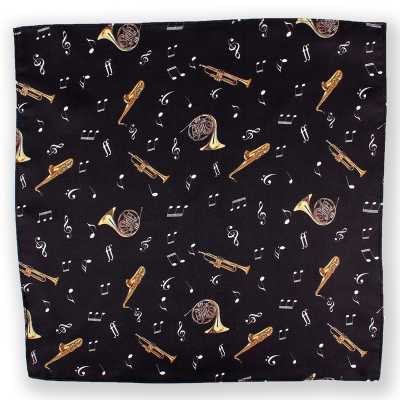 CF-JAZZ-BK Pochette imprimée en soie Jazz noire