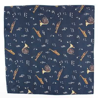 CF-JAZZ-NV Pochette de costume imprimée en soie Jazz bleu marine