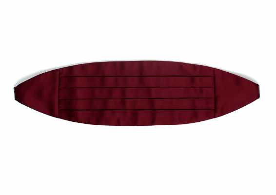 CM-510 Ceinture de smoking avec parement en soie premium, bordeaux