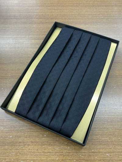 CM-960 Ceinture de smoking en soie, motif tissé noir
