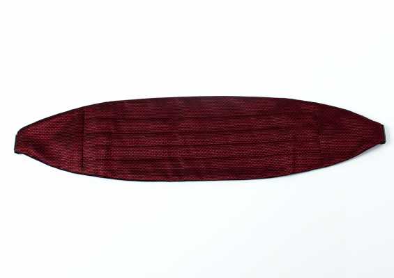 CM-987 Ceinture de smoking en jacquard de soie japonaise, motif Kanoko, rouge vin
