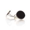 E-1-C Boutons De Manchette Formel Onyx Argent Rond