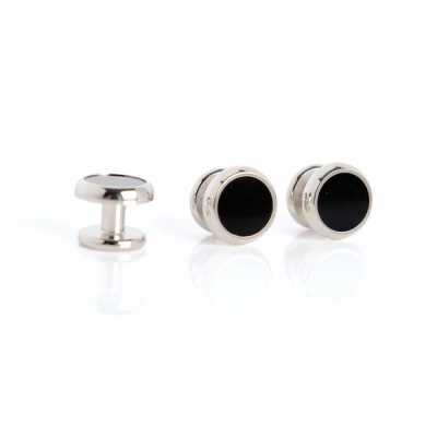 E-1-S Bouton-pression rond onyx argent