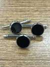 E-1 Boutons à Ressort En Onyx, Argent