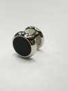 E-1 Boutons à Tige, Onyx, Argent, Ronds (1 Pièce)