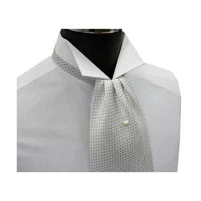 FAS-902 Cravate ascot, blanche à pois gris