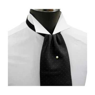 FAS-920 Cravate ascot, noire à micro-pois blancs