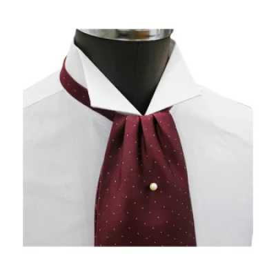 FAS-922 Cravate ascot bordeaux à petits pois blancs
