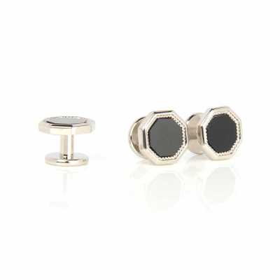 G-1-S Bouton clou Onyx argenté octogonal