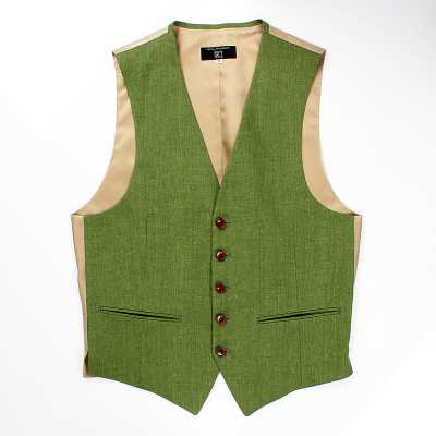 HLV-03 Gilet en lin vert HARISSONS