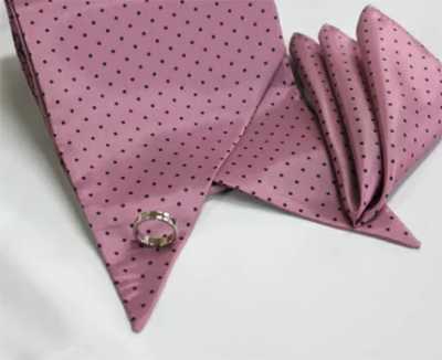 MS-305 Ensemble étole-cravate et pochette, motif à pois, violet
