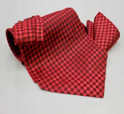 MS-5006 Ensemble cravate ascot nouée à la main et pochette, à carreaux rouges