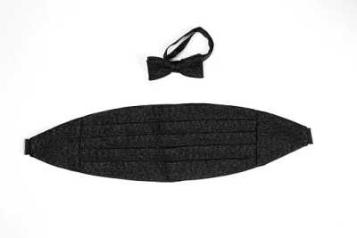 NCM-1 Ceinture de smoking en tissu Nishijin-ori, maille noire