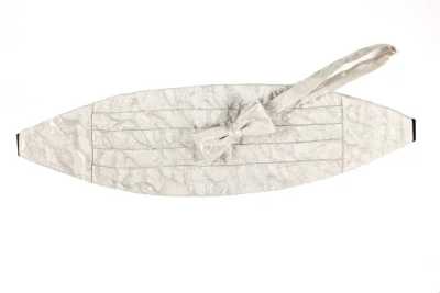 NCM-3 Ceinture de smoking en tissu Nishijin-ori, vague argent blanc