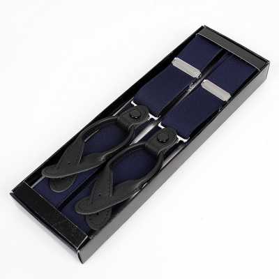 SR-206 Bretelles fabriquées au Japon, bleu marine, type à languette en cuir