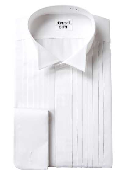 ST-1000 Chemise de cérémonie smoking, chemise à col cassé, devant plissé, patte de boutonnage dissimulée, blanc