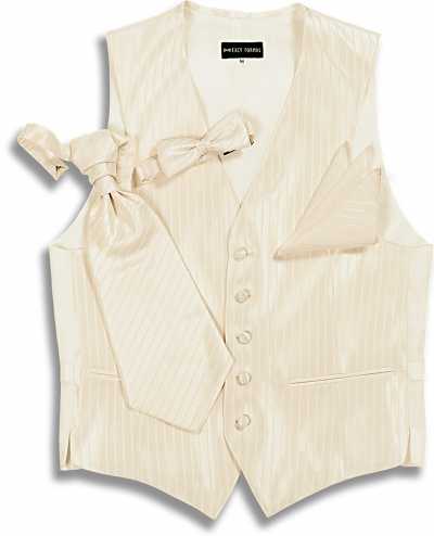 V-110W Gilet habillé rayé jacquard soie-laine beige