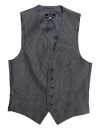 V-153N Gilet habillé jacquard de soie à carreaux bleu marine