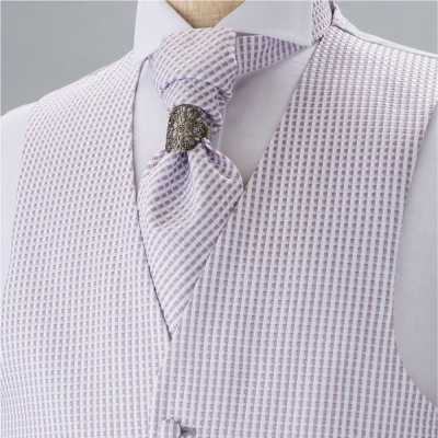 V-21 Gilet habillé fabriqué au Japon, motif à carreaux, violet